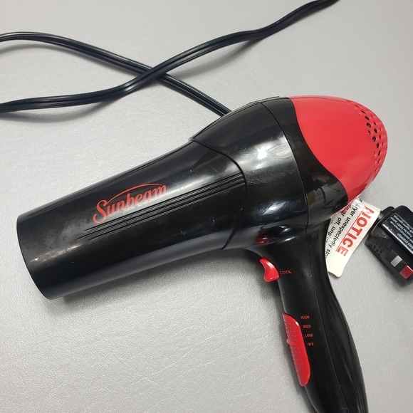 3/$15 sunbeam red and black hair dryer - Picture 2 of 7